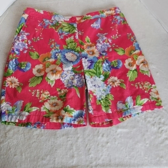 Linea by Louis Dell'Olio Vibrant Orange Floral Print Bermuda Shorts - Picture 10 of 10